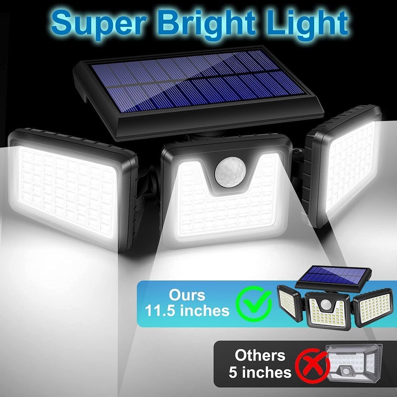 AmeriTop Solar Lights Outdoor, 2 Pack 128 High Brightness LED Cordless Solar Motion Sensor Lights; 3 Adjustable Heads, 270°Wide Angle Illumination, IP65 Waterproof, Security Flood Light - Image 2